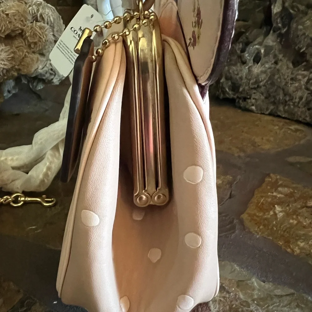 Coach x Disney Kisslock Bag with Floral Mix Print. Minnie Mouse Ears F29351 New - Picture 5 of 13